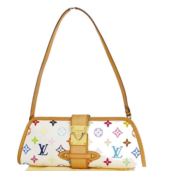 LOUIS VUITTON Shirley Shoulder Bag Monogram Multi Leather White M40049 665RJ344 - Picture 1 of 13